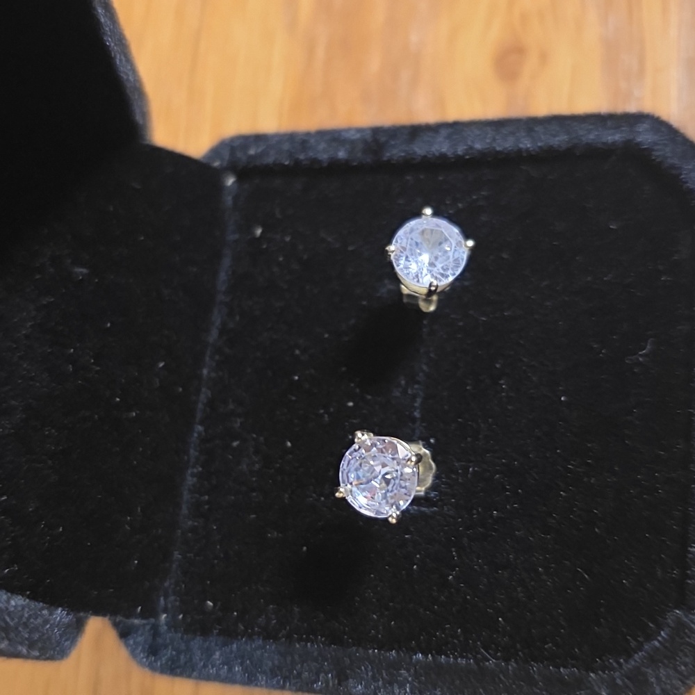 14K Over .925 Sterling Moissanite Earrings